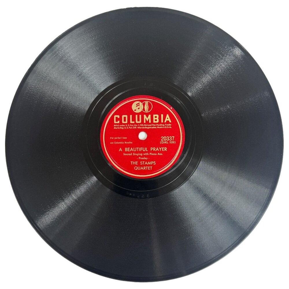 The Stamps Quartet A Beautiful Prayer 10in Shellac 78 RPM Columbia 20337 Vintage
